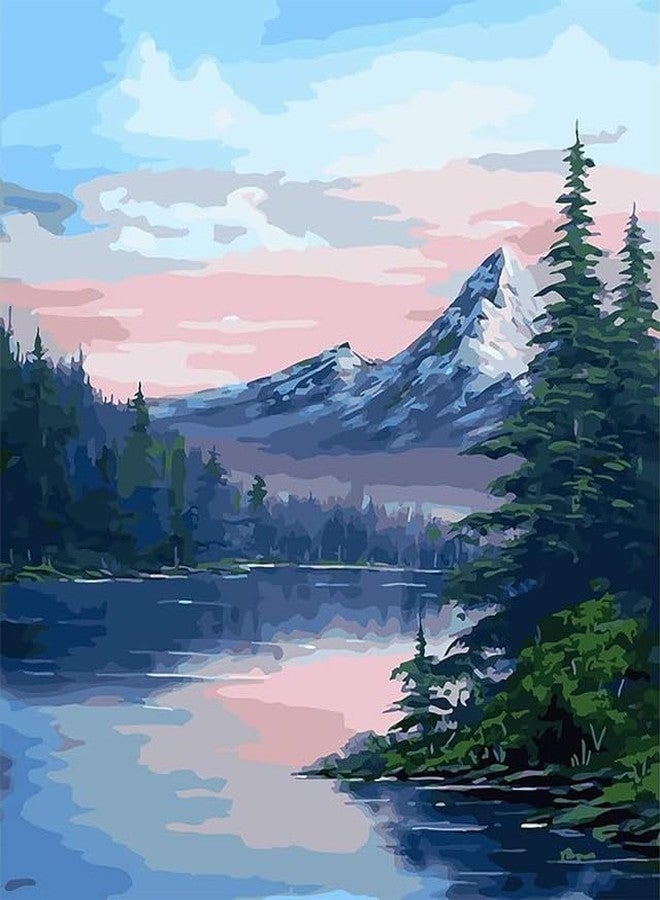 TREXEE Mountain Lake Paint by Number for Kids & Adults & Beginner, Paint by Numbers Kit for Kids and Adults Beginner, DIY Acrylic Painting by Numbers Kit on Canvas, Number Painting kit DIY Canvas Painting by Numbers DIY Painting kit for Adults DIY Oil Painting Gift Kits for Home Decoration (40X50 CM) (No Frame) - Image 1